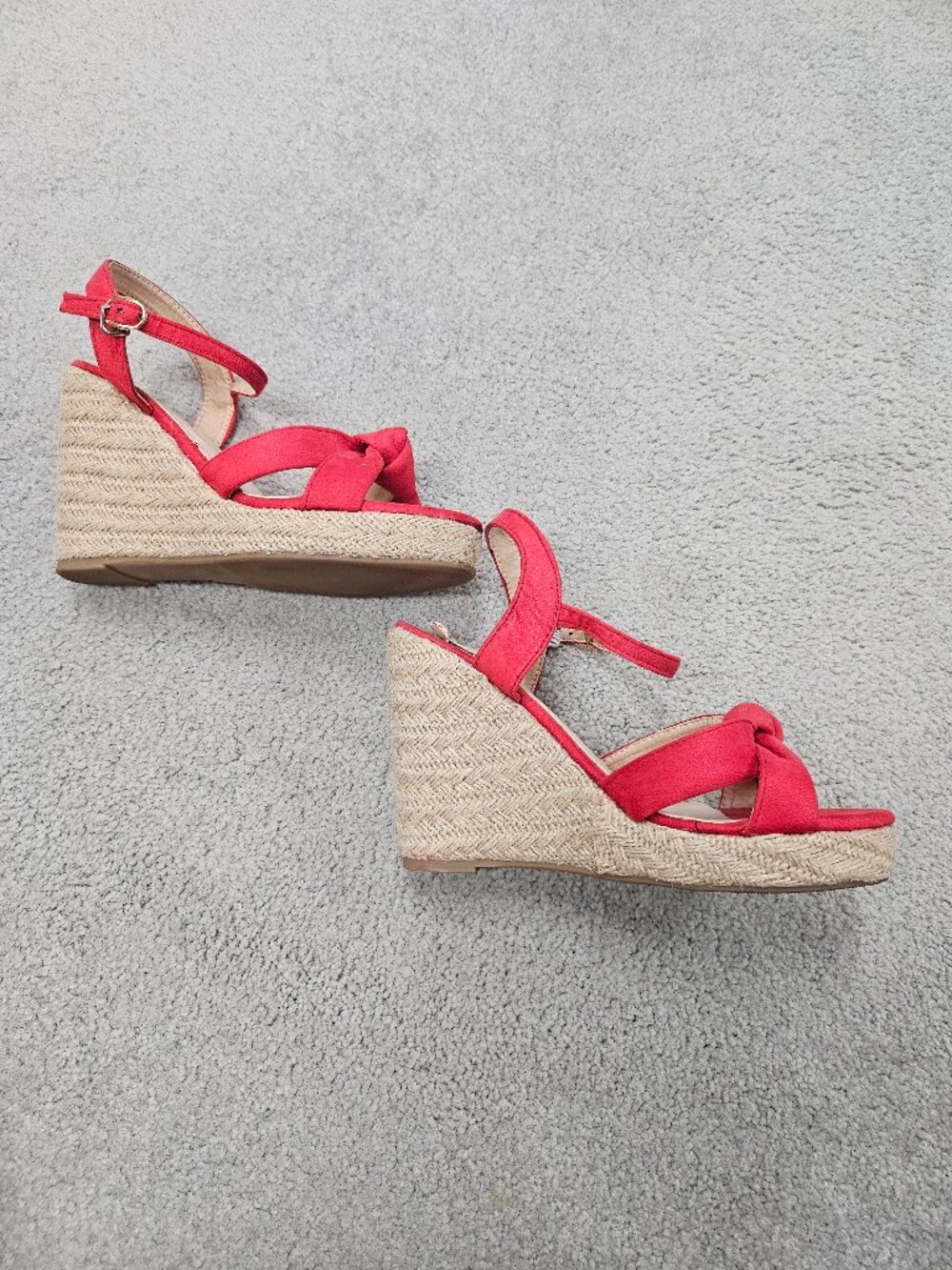 Red espadrille wedge sandals - size 7.5